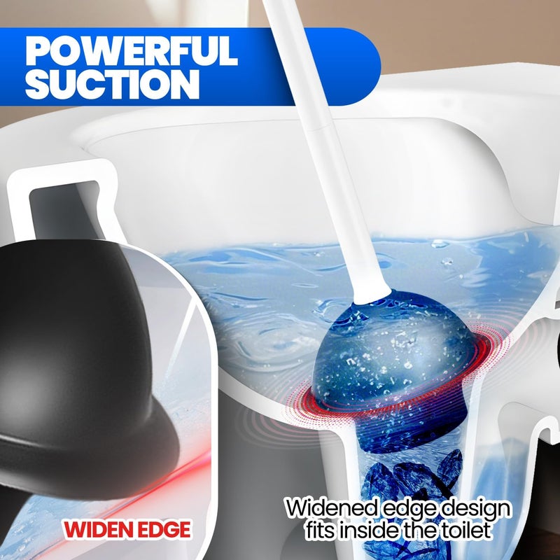 Denvlex Toilet Plunger with Holder, Heavy Duty Plunger and Holder Combo for Bathroom Cleaning, Bathroom Decor, Bathroom Accessories, Toilet Bowl Cleaners, 19-Inch White - Image 2